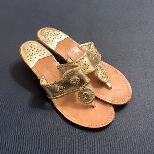 Jack Rogers gold wedge low heel